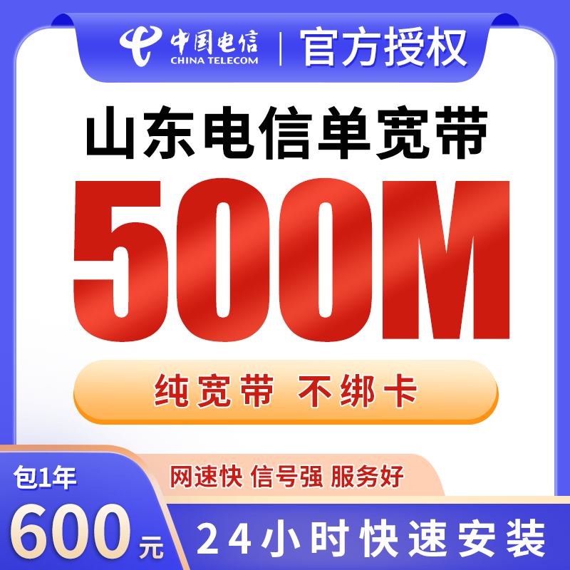 山东电信600元包1年单宽带500M【不含调试费】 - 电信运营商