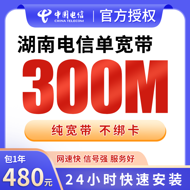湖南电信单宽带480元包年300M【只发湖南】 - 电信运营商
